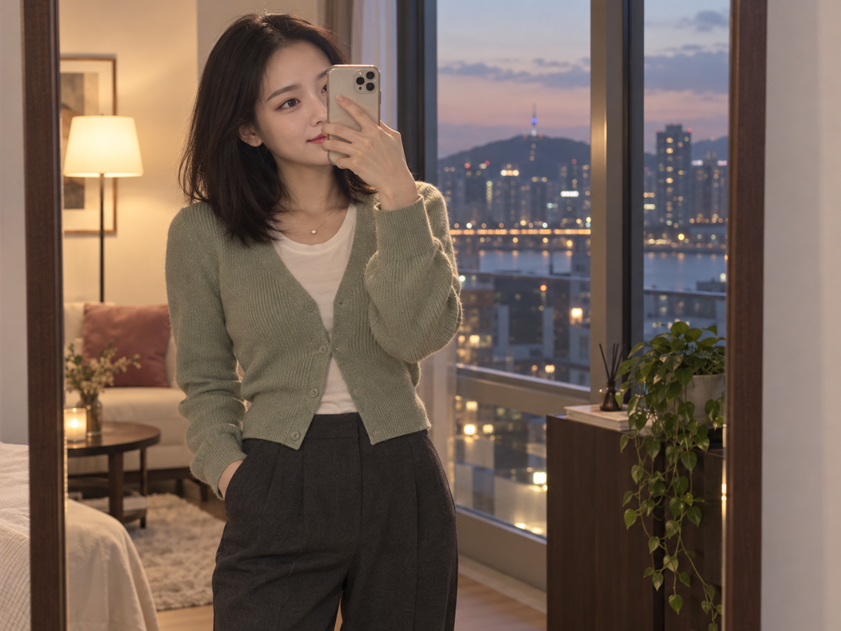 경기도 용인시 기흥구 신갈 이동과 방문 일정을 안내하는 젊은 성인 한국 여성 관리사